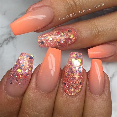 ombre coral nails